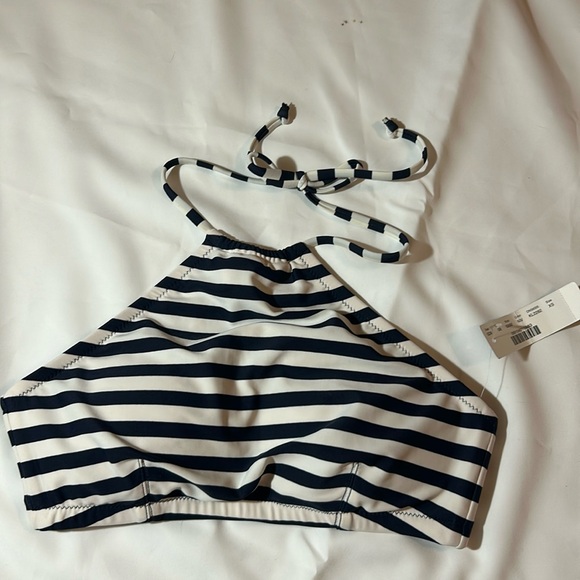 - J.Crew Women’s NAVY/White Stripe Halter Swim Top Size XS-NWT - Picture 1 of 4
